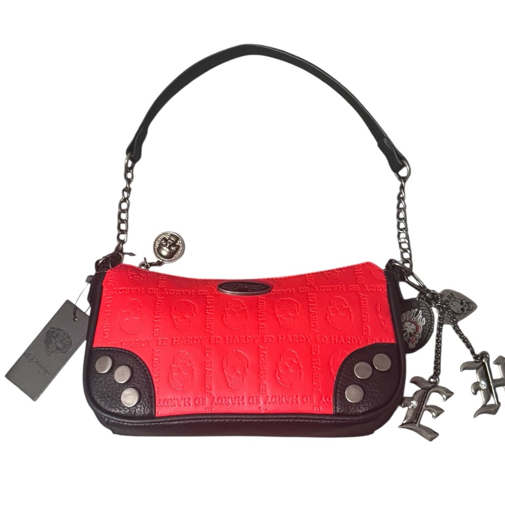 Ed Hardy Bold Red and Black Shoulder Bag